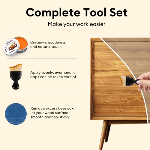 Beeswax Wood Polish for Furniture - Natural Waterproof Restorer