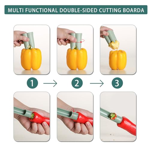 WROLEM 2-in-1 Pepper Corer and Seed Remover Tool for Bell Peppers and Jalapenos