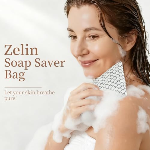 Zelin Double Layer Soap Saver Bag 4-Pack - Exfoliating Bar Soap Pouch