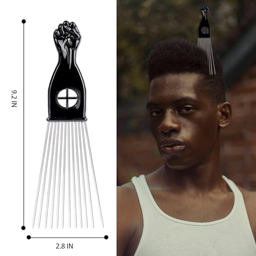 Supaze Metal Teeth Afro Hair Pick Comb 3-Piece Set for Curly Hair