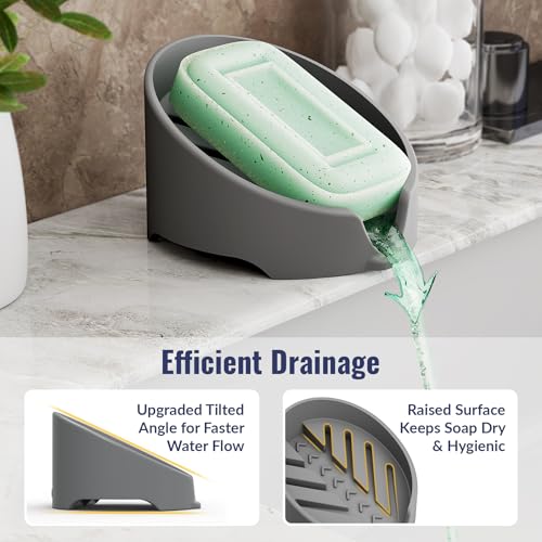 NiHome Silicone Soap Dish with Drainage for Kitchen & Bathroom