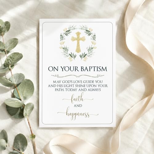 Elegant 5x7 Baptism Card with Envelope | Christian Blessing