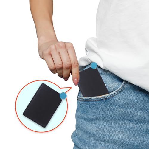 Abvsdu 2 Pcs Stainless Steel Pocket Mirror with Leather Case - Black