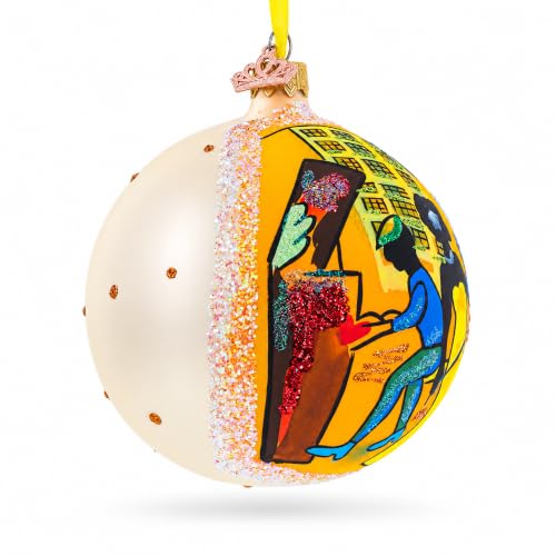 Swinging Jazz Band Glass Christmas Ornament - 4 Inch Hand-Painted Ball