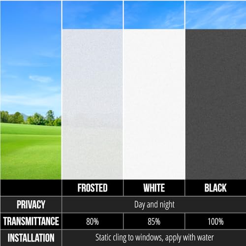 Gorilla Guard Frosted Window Privacy Film 29.5" x 78.7" - Two Way Sun Blocking