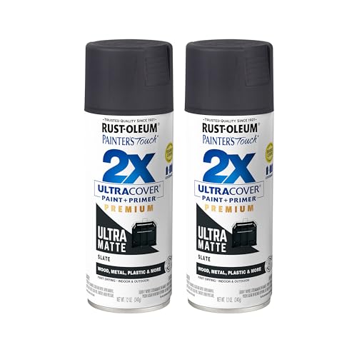 Rust-Oleum Painter's Touch 2X Ultra Cover Spray Paint, Ultra Matte Slate, 2-Pack