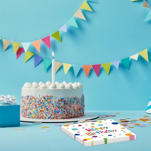 Colorful Dots Happy Birthday Paper Napkins - 50 Pack