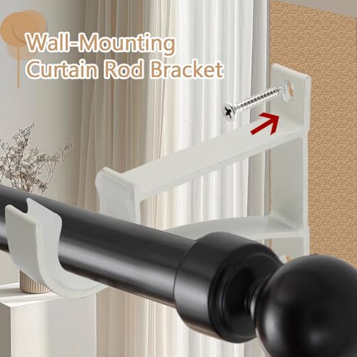 Suiwotin Heavy-Duty Curtain Rod Brackets for Wall - White, 4 Pack