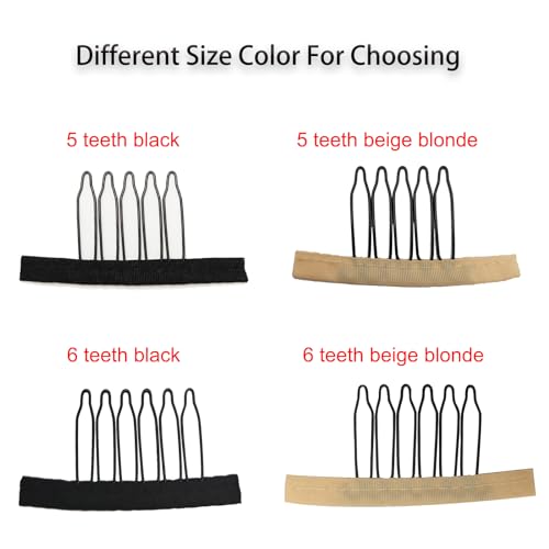 Blonde Wig Clips with Steel Teeth & Cloth 20 Pcs - 5-Tooth Combs