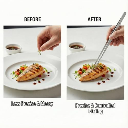 12-Inch Stainless Steel Kitchen Tweezers - Precision Cooking Tongs