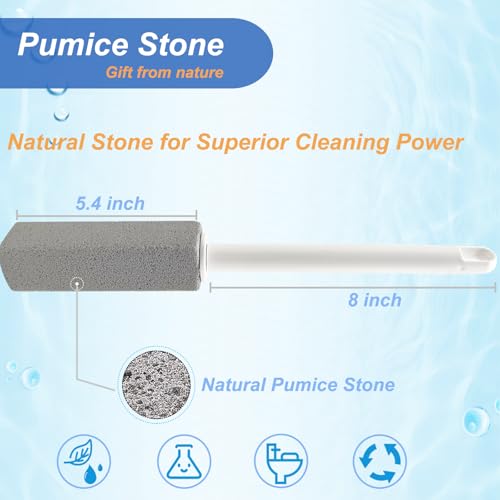 Pumice Stone Toilet Bowl Cleaner with Long Handle - Eco-Friendly Stain Remover