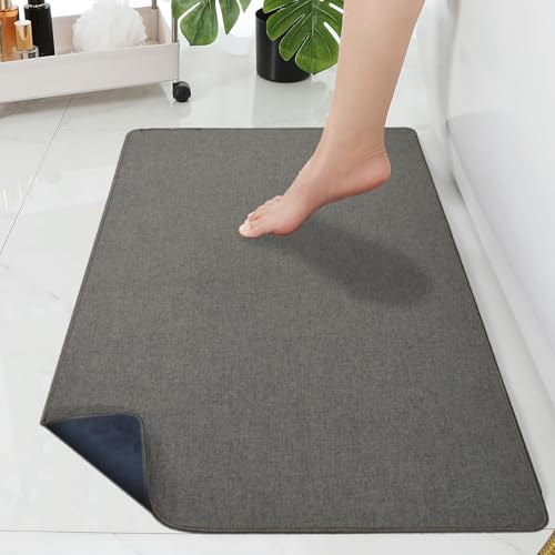 Yancorp Ultra Thin Bath Rug, 16"x26" Low Profile Non-Slip Mat, Dark Brown