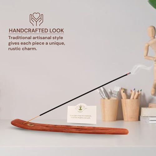 10-Inch Sun Design Wood Incense Holder for Aromatherapy