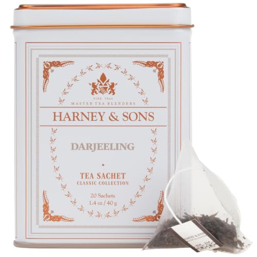 Harney & Sons Darjeeling Black Tea - 20 Pyramid Sachets in Decorative Tin