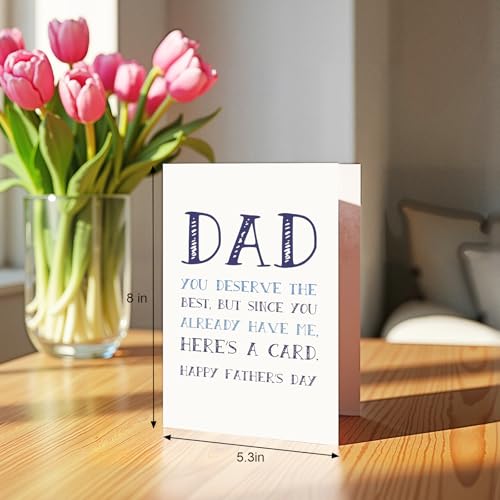 Funny Father's Day Card for Dad - Qiliji 8x5.3in with Envelope