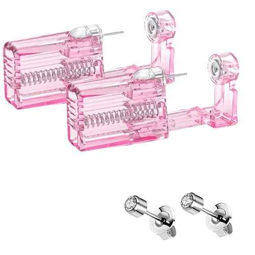 Self Ear Piercing Kit 2 Pack Disposable Piercing Gun with Cubic Zirconia