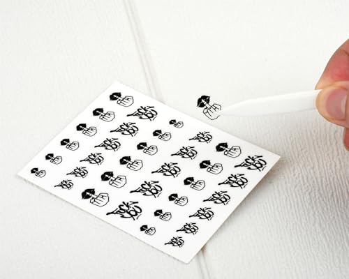 Middle Finger Nail Art Stickers - 4 Sheets Black Self-Adhesive Decals