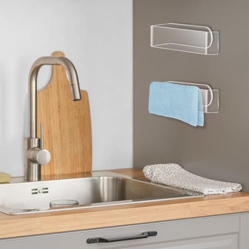 NiHome Clear Acrylic Hand Towel Rack - 2-Pack Adhesive Wall Bar