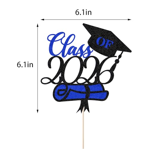 Glitter Graduation Cake Topper 2026 - Congrats Grad Decor