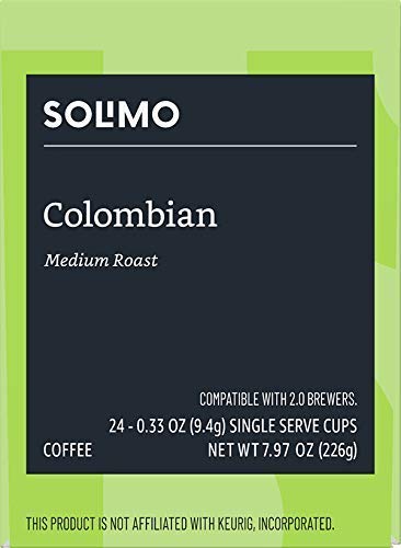Solimo Medium Roast Colombian Coffee Pods - Compatible with Keurig 2.0 | 24 Count