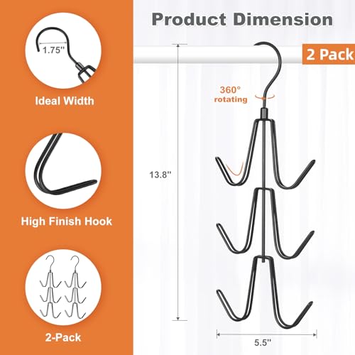 TOPIA HANGER Black Purse Organizer Hooks - 2-Pack Handbag Storage
