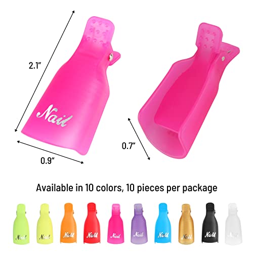 Ponjowl 10 Pcs Pink Gel Nail Polish Remover Soak Off Clips Reusable