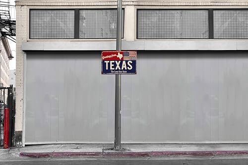 Texas Lone Star State Metal Sign - 8x12in Round Patriotic Plaque