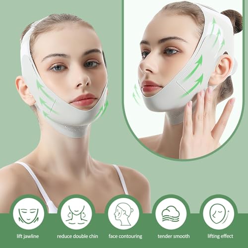 Reusable Facial Lifting Belt V-Line Mask & Chin Strap (Green)