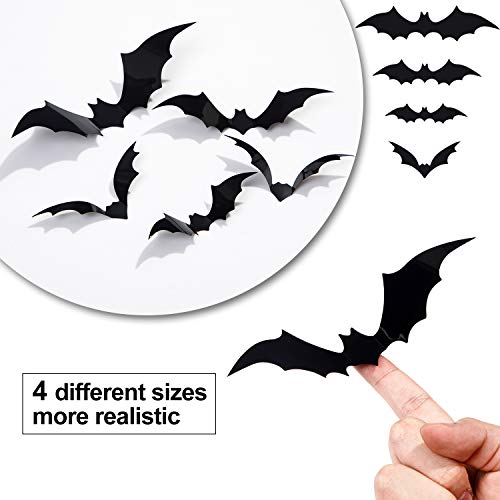 Halloween 3D Bat Wall Stickers - 60PCS PVC Decor for Parties