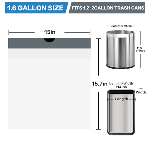 1.6 Gallon Mini Trash Bags - 120 Count Drawstring, Unscented