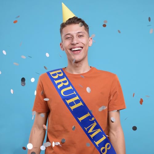 BRUH I’M 18 Birthday Sash - Fun Satin Party Decoration