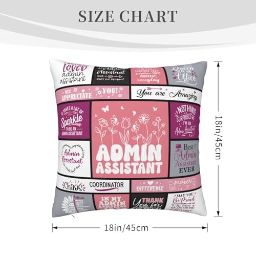 Admin Assistant Throw Pillow Cover 18x18 - Appreciation Gift for Women