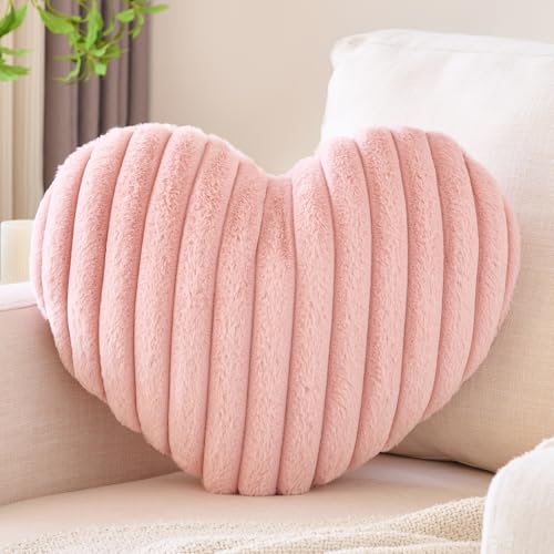 Cozy Heart Shaped Pillow - Soft Plush Decorative Cushion (Mini 12.9" x 9.8")