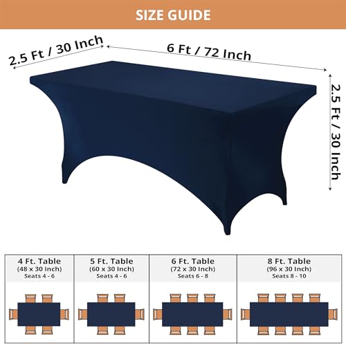 Utopia Kitchen Navy Blue Spandex Table Cloth for 6FT Tables - 1 Pack