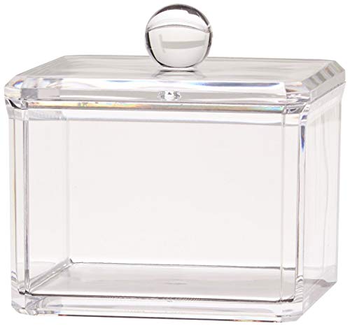 KW Collection Square Acrylic Cotton Swab & Makeup Organizer - Clear, 1 Pack