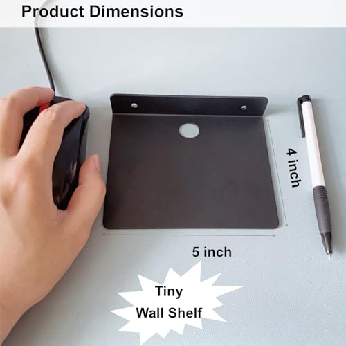 NUTNAPH 6.5 Inch Small Metal Floating Wall Shelf - Black Cable Management