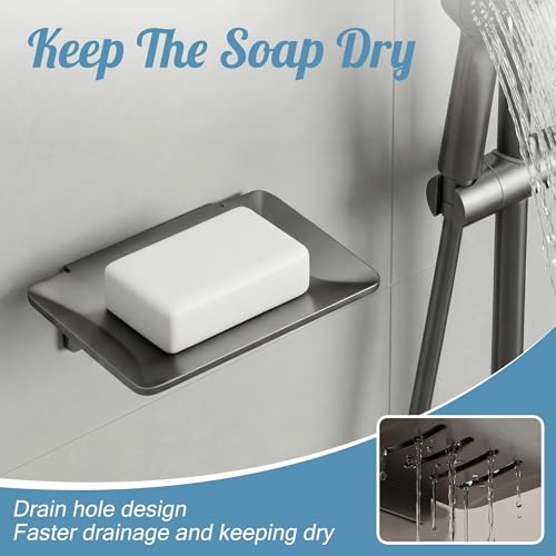 PHX Grove Wall-Mounted Aluminum Soap Dish with Drainage - Rustproof Holder