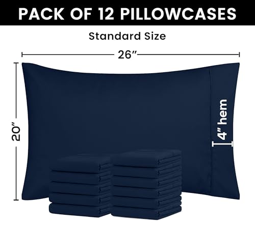 Navy Ultra Soft Microfiber Pillow Cases Set of 4 - Standard Size