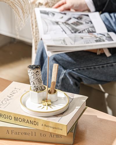 Gold Star Ceramic Incense Holder - 4-in-1 Palo Santo & Sage Burner