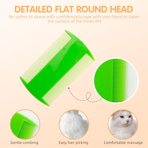 HESSION Metal Teeth Flea and Lice Comb Set - 6 Pack Pet Grooming Combs
