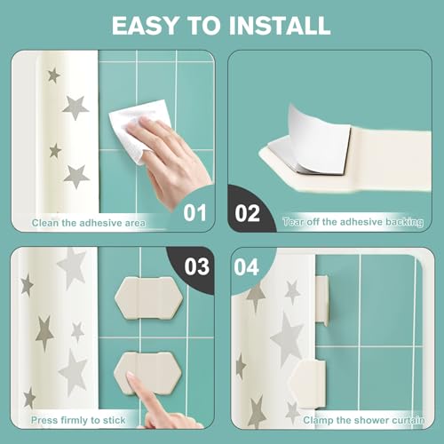 Magnetic Silicone Shower Curtain Clips - 3 Pack, Waterproof & Easy Install