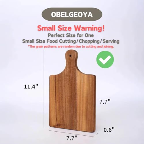 OBELGEOYA 7.7-Inch Square Acacia Wood Serving & Cutting Board with Handle