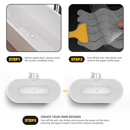 Clear Bathtub Stickers - Non-Slip Wave-Shaped Shower Decals, 20-Pack for Safety & Grip