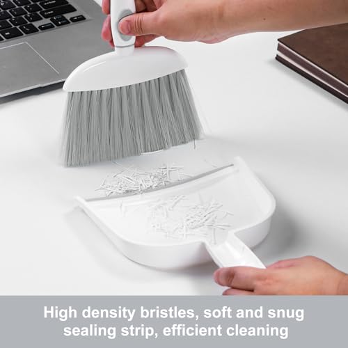 NACENA Mini Dust Pan and Brush Set, Grey White, Ultra Thin Design