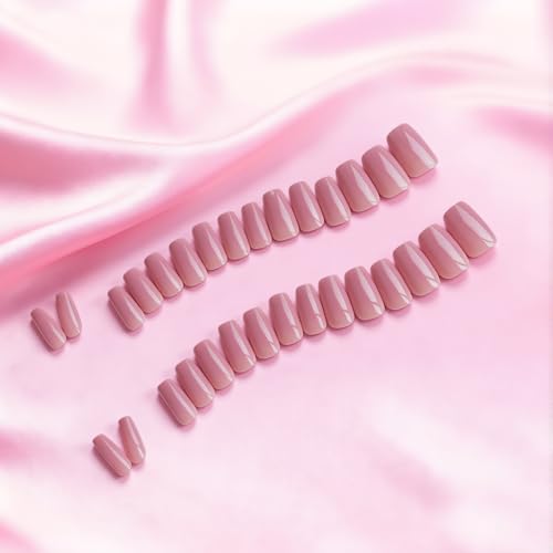 JOYVVEW Dark Purple Press On Nails Short Square Coffin False Nails Set