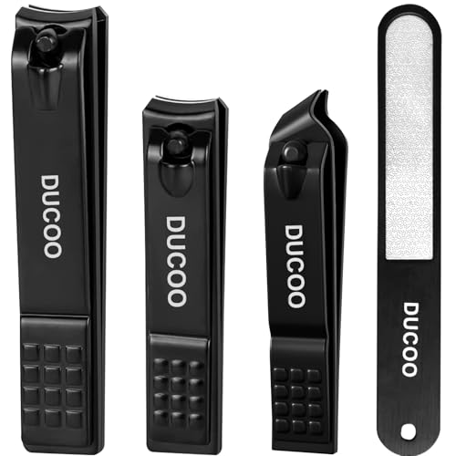 DUCOO 4-Piece Stainless Steel Nail Clipper Set with Nail File and Cutter