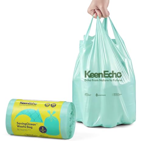 KeenEcho 2 Gallon Green Trash Bags with Handles - 50 Count, Sage & Sea Salt Scented