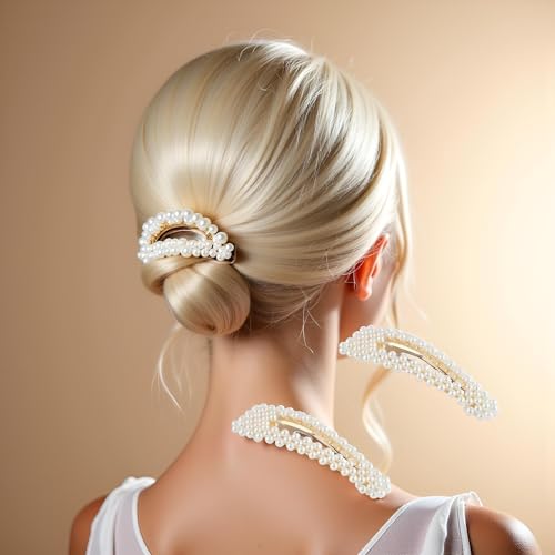 Pearl Hair Clips & Barrettes Snap Hair Styling Pins 2Pcs