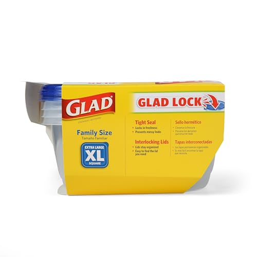 Glad GladWare 104 Oz Square Food Storage Containers, 3 Count