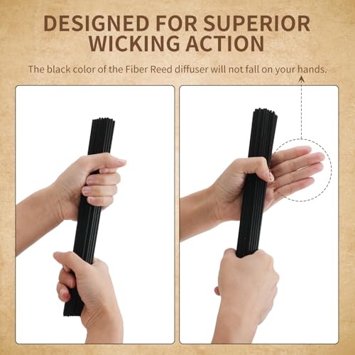 130Pcs 10-Inch Black Fiber Reed Diffuser Sticks - Essential Oil Refills